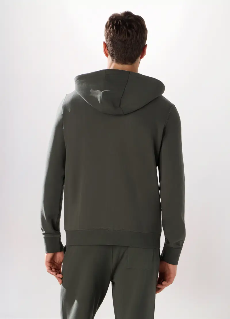 Felpa Con Cappuccio In Puro Cotone Uomo, Unisex, Grigio antracite miniatura 2