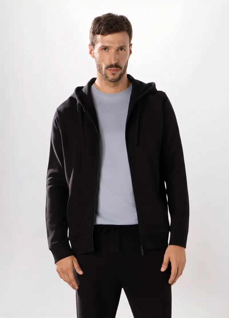 Upim, Felpa Con Cappuccio In Puro Cotone Uomo, Unisex, Nero, Taglia: S