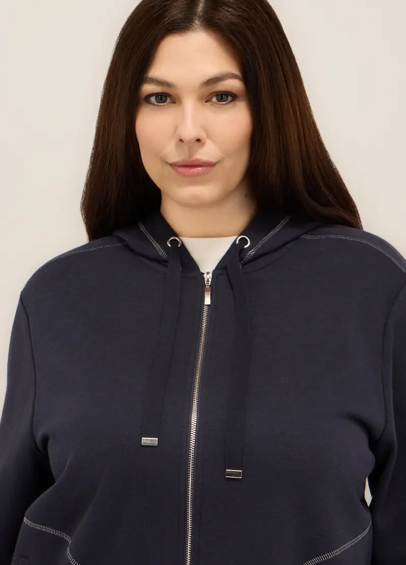 Upim, Felpa Con Cappuccio Misto Cotone Donna Curvy, Blu scuro, Taglia: S miniatura 2