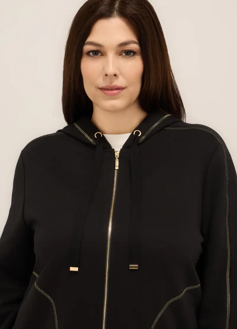 Upim, Felpa Con Cappuccio Misto Cotone Donna Curvy, Nero, Taglia: S miniatura 2