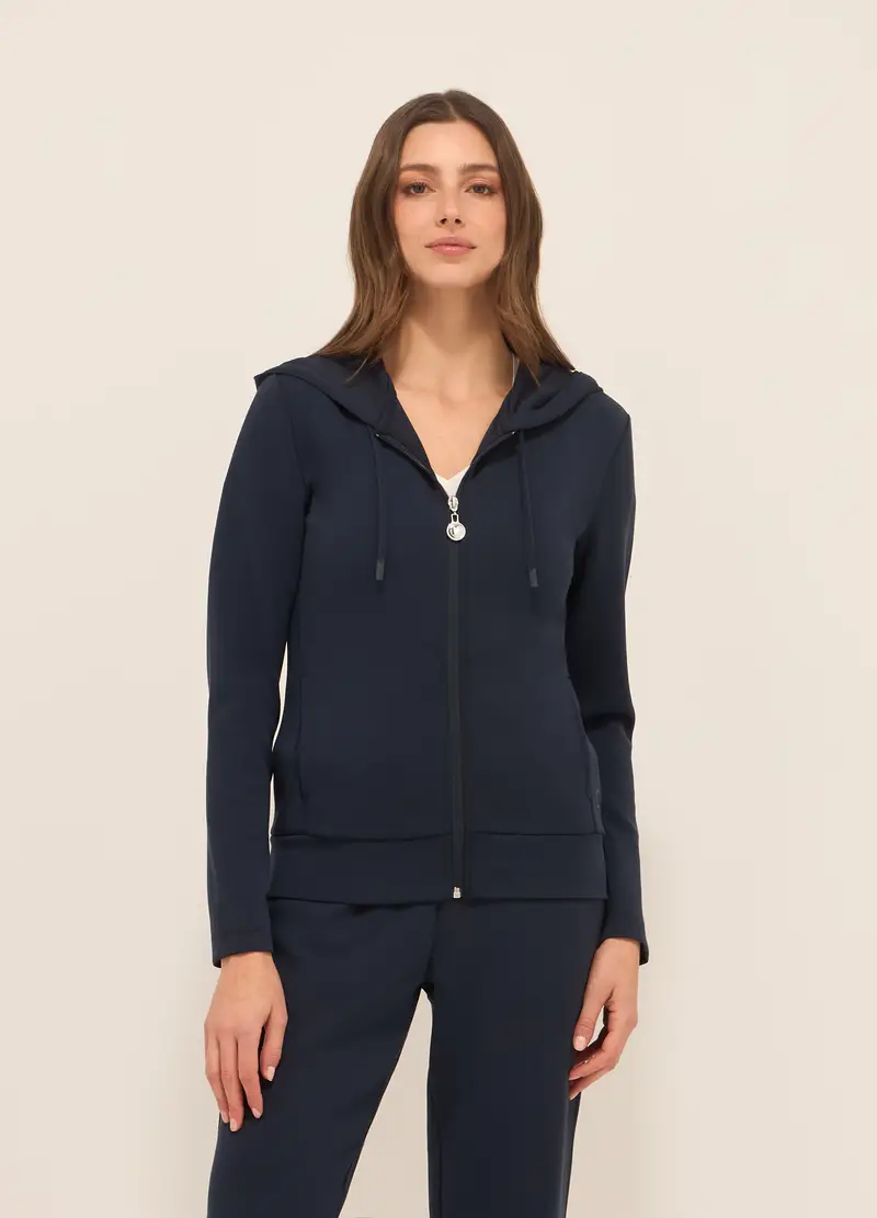 Upim, Felpa Con Cappuccio Misto Modal Donna, Blu navy, Taglia: XS