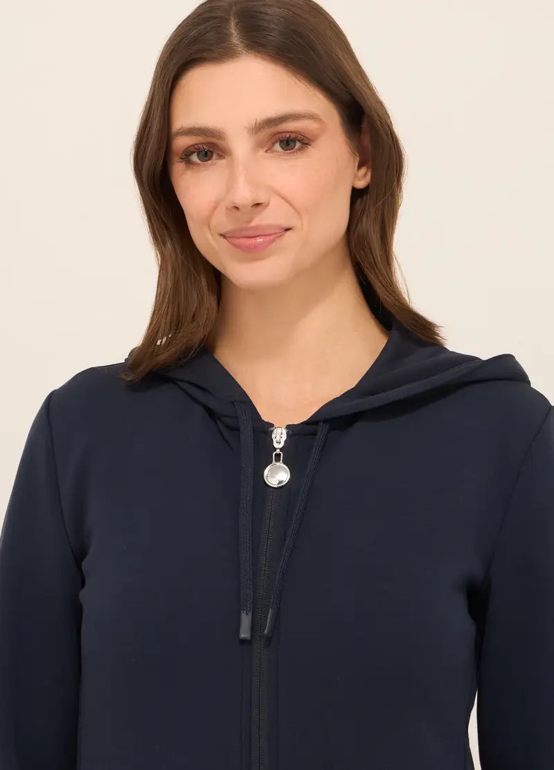 Upim, Felpa Con Cappuccio Misto Modal Donna, Blu navy, Taglia: XS miniatura 2