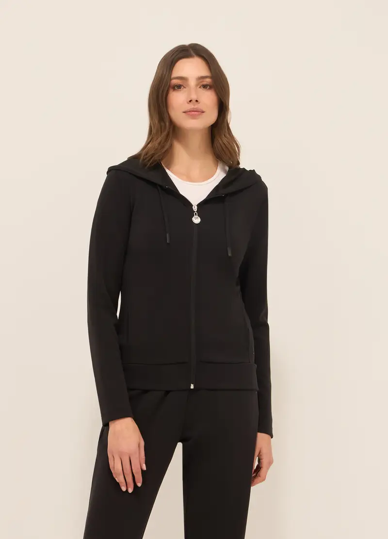 Upim, Felpa Con Cappuccio Misto Modal Donna, Nero, Taglia: XS