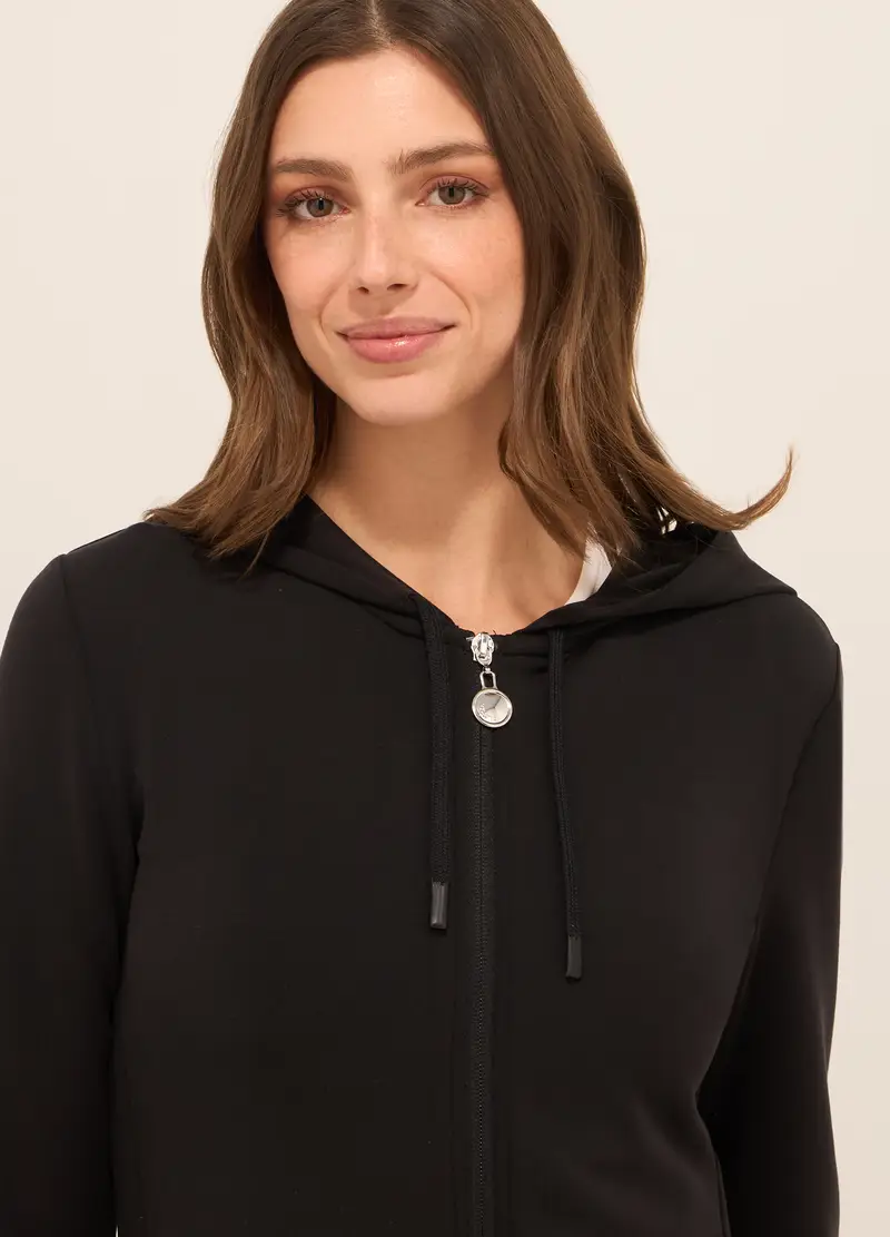 Upim, Felpa Con Cappuccio Misto Modal Donna, Nero, Taglia: XS miniatura 2