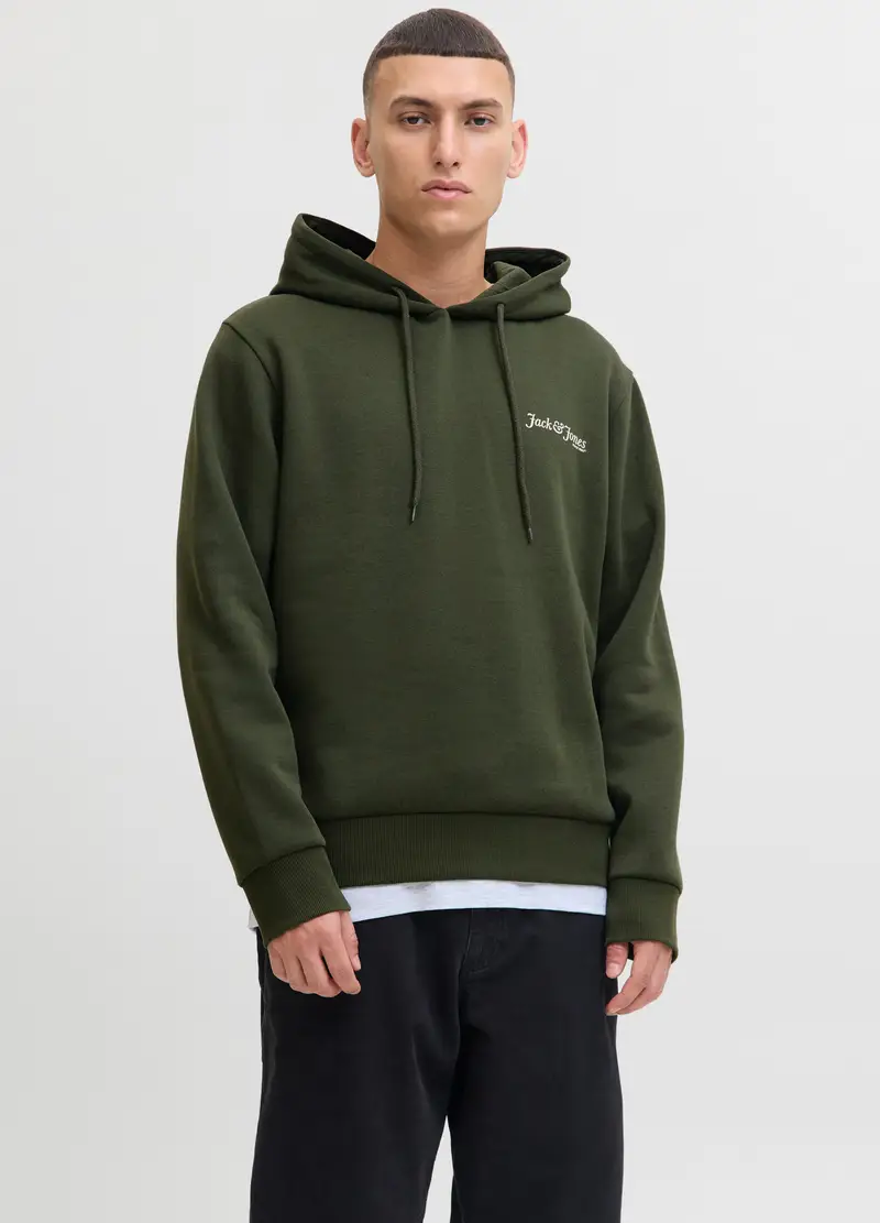 Felpa Con Cappuccio Uomo, Unisex, Verde militare