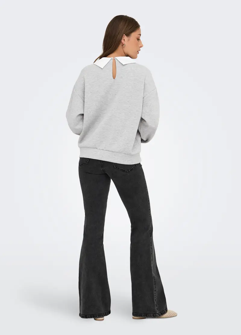 Felpa Con Inserto Camicia Donna, Unisex, Grigio miniatura 2