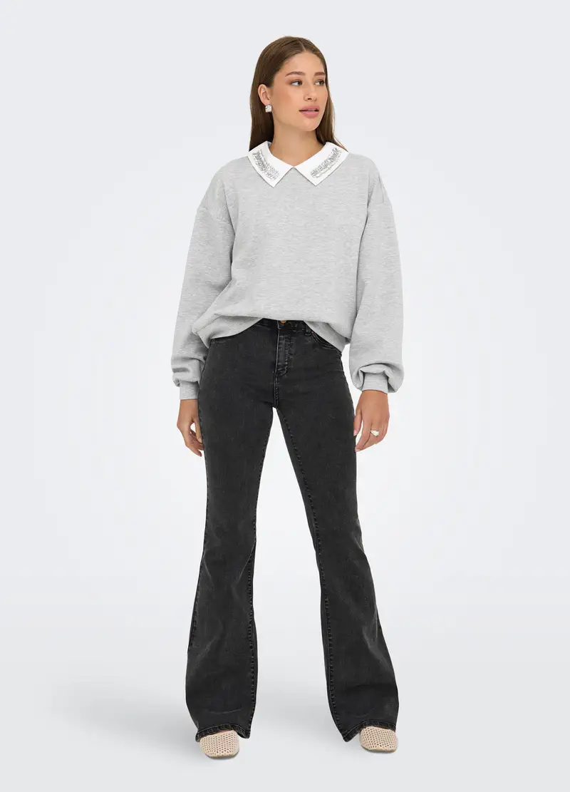 Felpa Con Inserto Camicia Donna, Unisex, Grigio miniatura 3