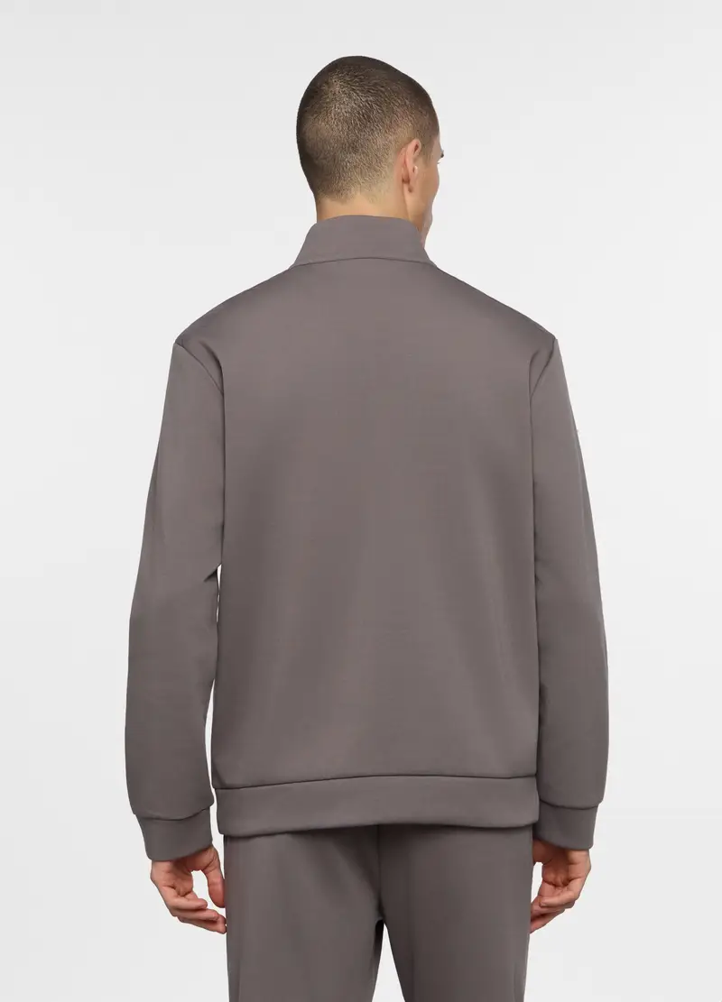 Felpa Con Mezza Zip In Interlock Uomo, Unisex, Marrone fango miniatura 2