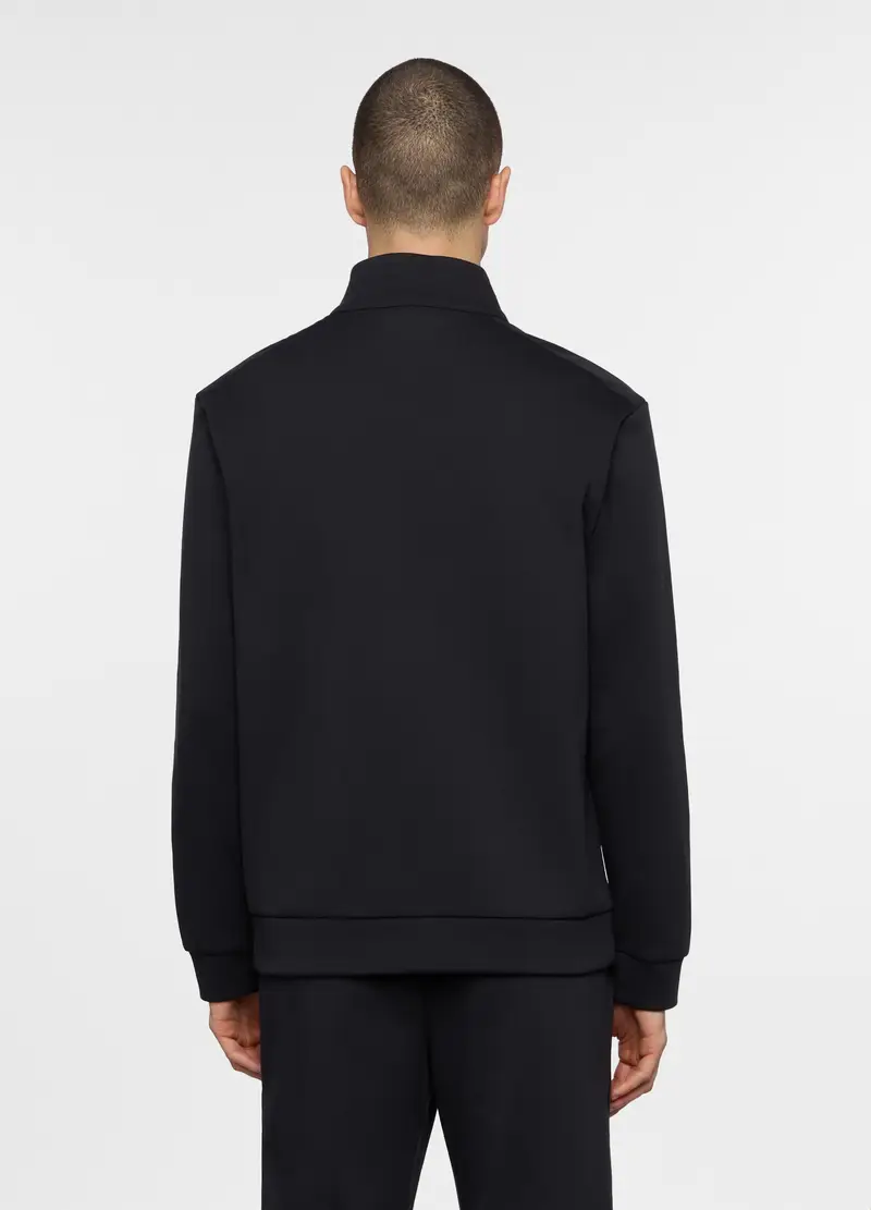 Felpa Con Mezza Zip In Interlock Uomo, Unisex, Nero miniatura 2