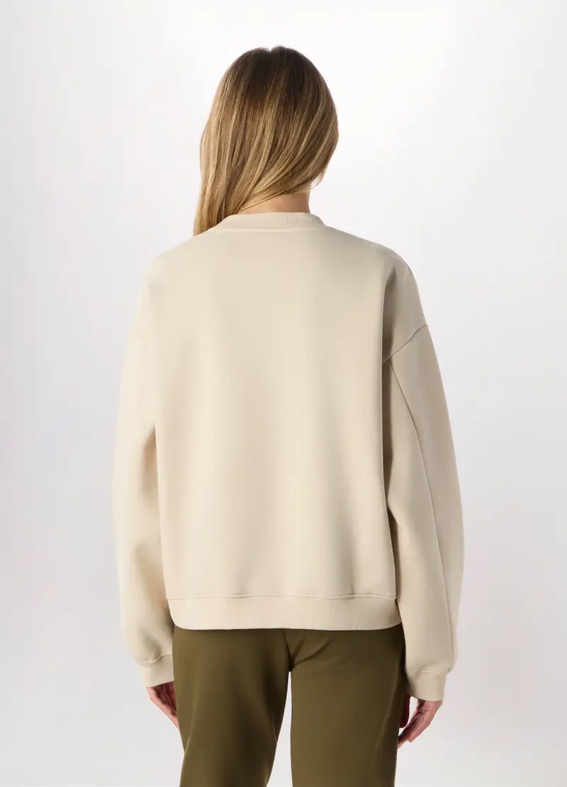 Felpa Con Strass Donna, Beige chiaro miniatura 2