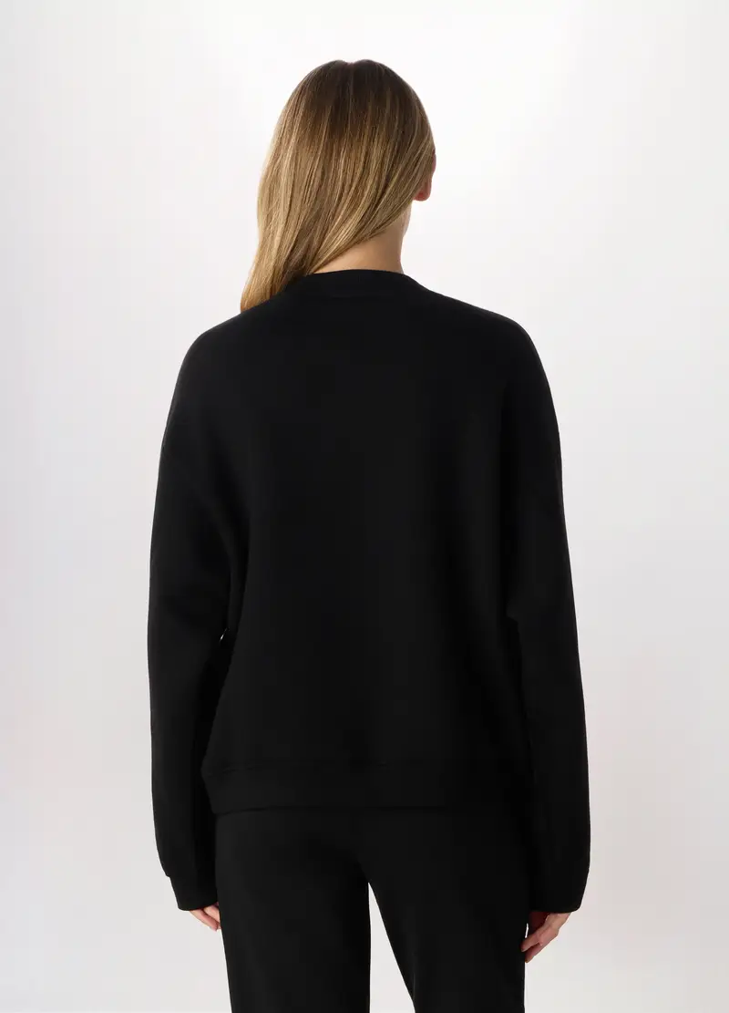 Felpa Con Strass Donna, Nero miniatura 2