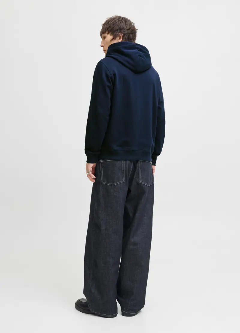 Felpa Con Zip E Cappuccio Uomo, Unisex, Blu scuro miniatura 3