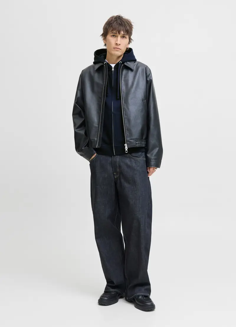 Felpa Con Zip E Cappuccio Uomo, Unisex, Blu scuro