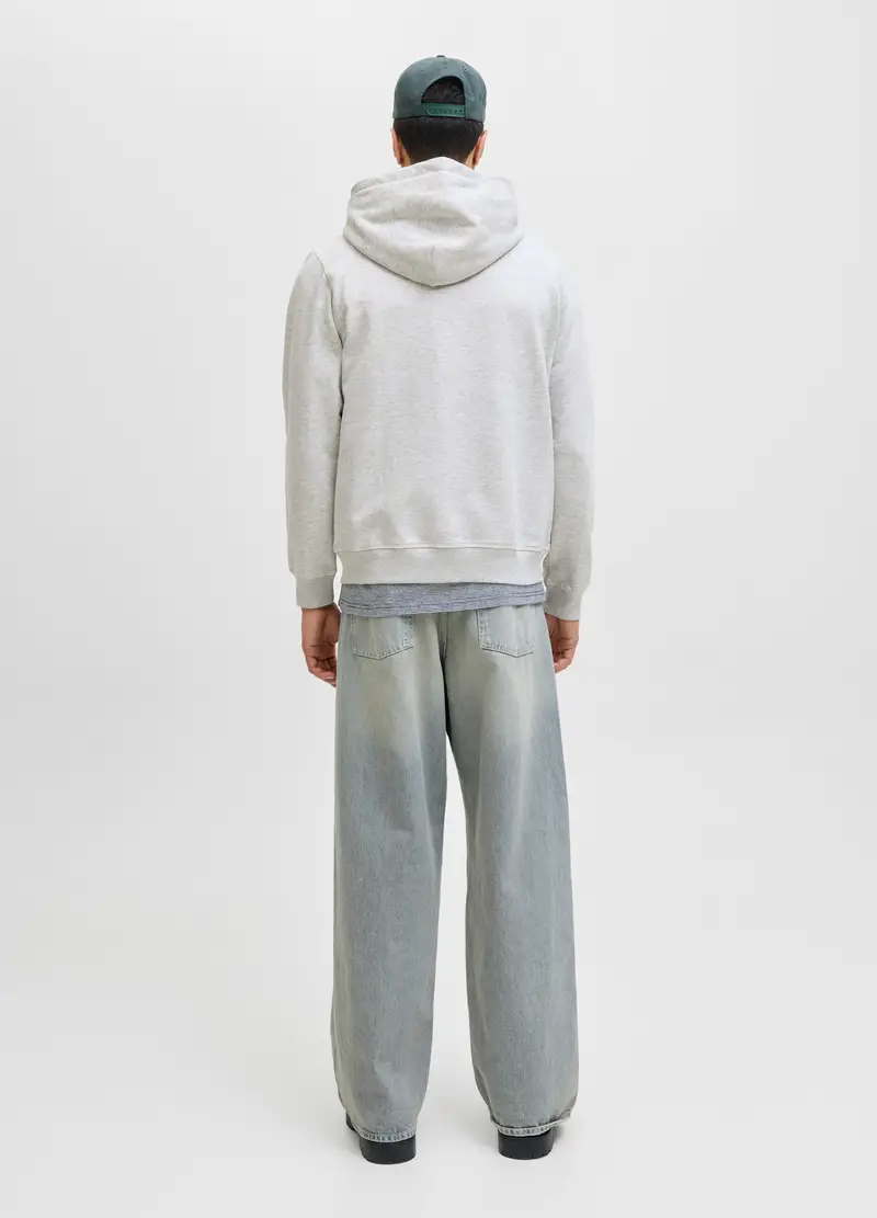 Felpa Con Zip E Cappuccio Uomo, Unisex, Grigio chiaro melange miniatura 2