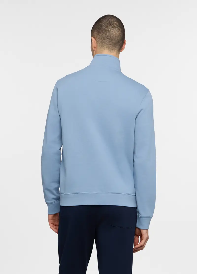 Felpa Con Zip In Cotone Uomo, Unisex, Azzurro celeste miniatura 2