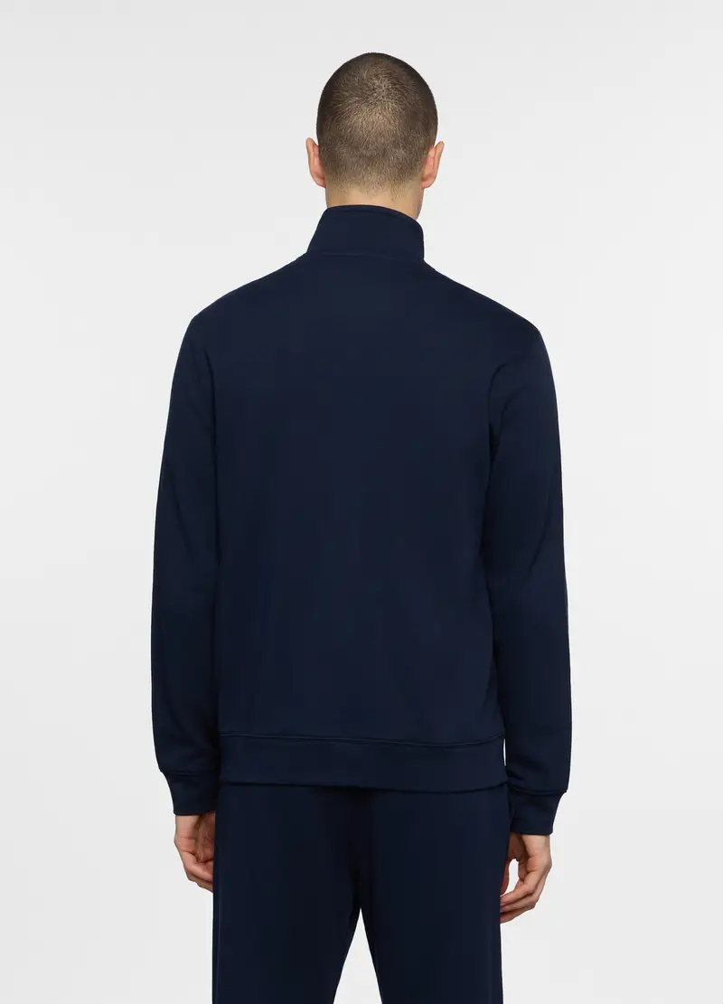 Felpa Con Zip In Cotone Uomo, Unisex, Blu scuro miniatura 2