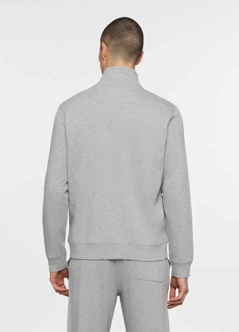 Felpa Con Zip In Cotone Uomo, Unisex, Grigio chiaro melange miniatura 2