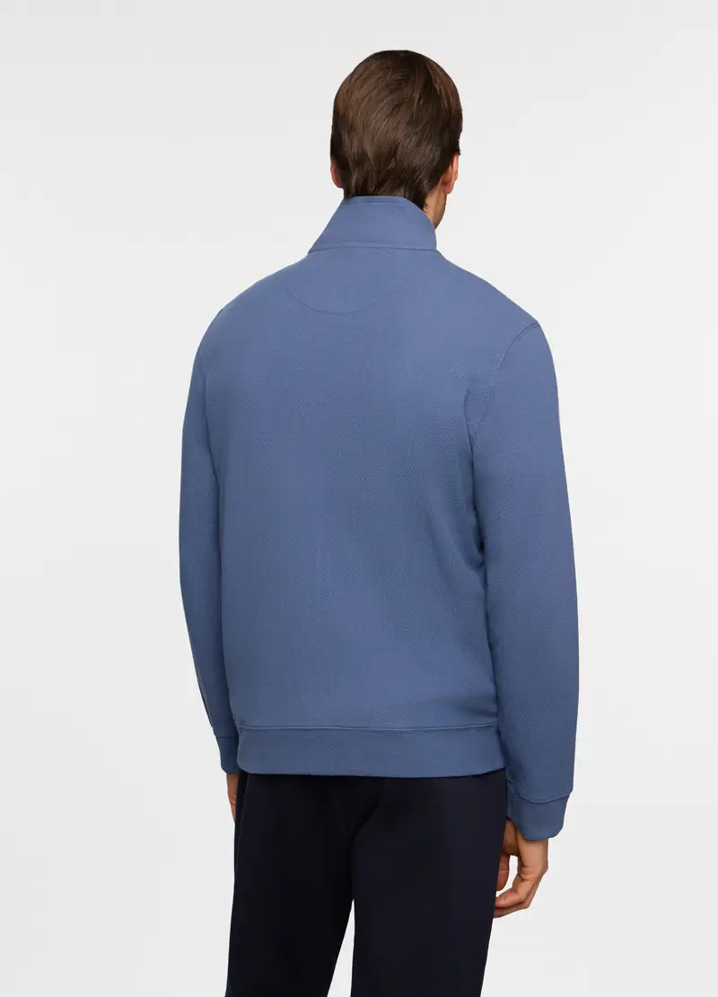 Felpa Con Zip In Maglia Di Cotone Uomo, Unisex, Azzurro scuro miniatura 2