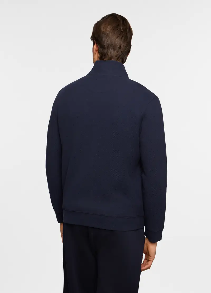 Felpa Con Zip In Maglia Di Cotone Uomo, Unisex, Blu scuro miniatura 2