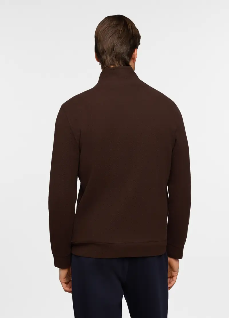 Felpa Con Zip In Maglia Di Cotone Uomo, Unisex, Marrone cioccolato miniatura 2