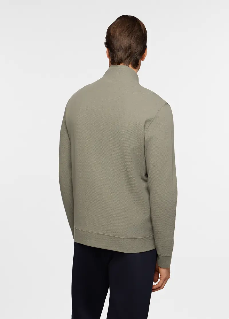 Felpa Con Zip In Maglia Di Cotone Uomo, Unisex, Verde militare miniatura 2