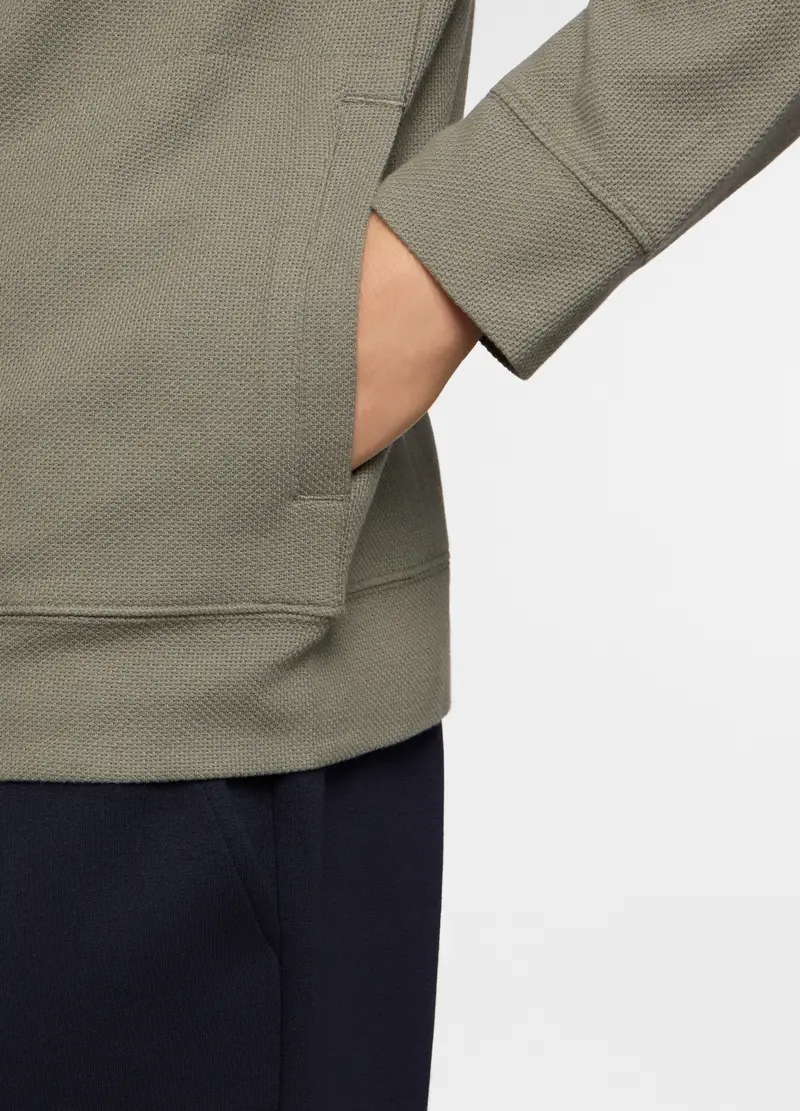 Felpa Con Zip In Maglia Di Cotone Uomo, Unisex, Verde militare miniatura 3