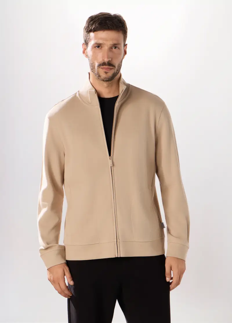 Upim, Felpa Con Zip In Puro Cotone Uomo, Unisex, Beige, Taglia: S