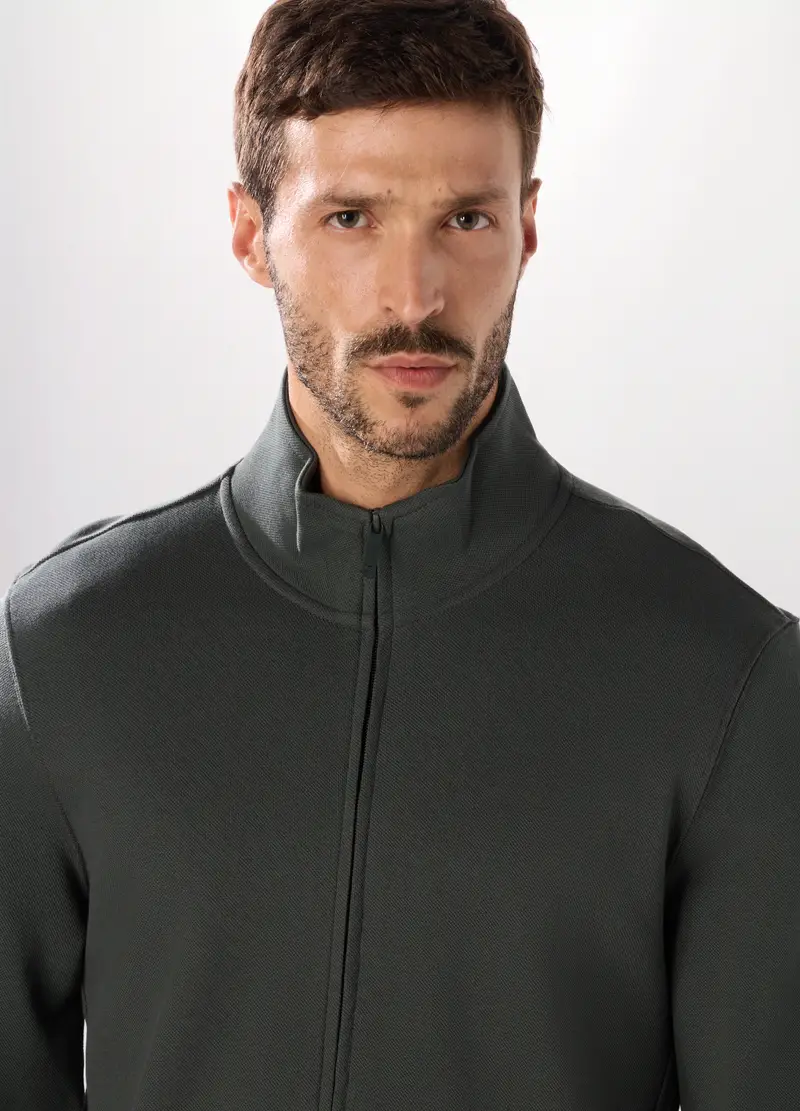 Upim, Felpa Con Zip In Puro Cotone Uomo, Unisex, Grigio antracite, Taglia: S miniatura 2