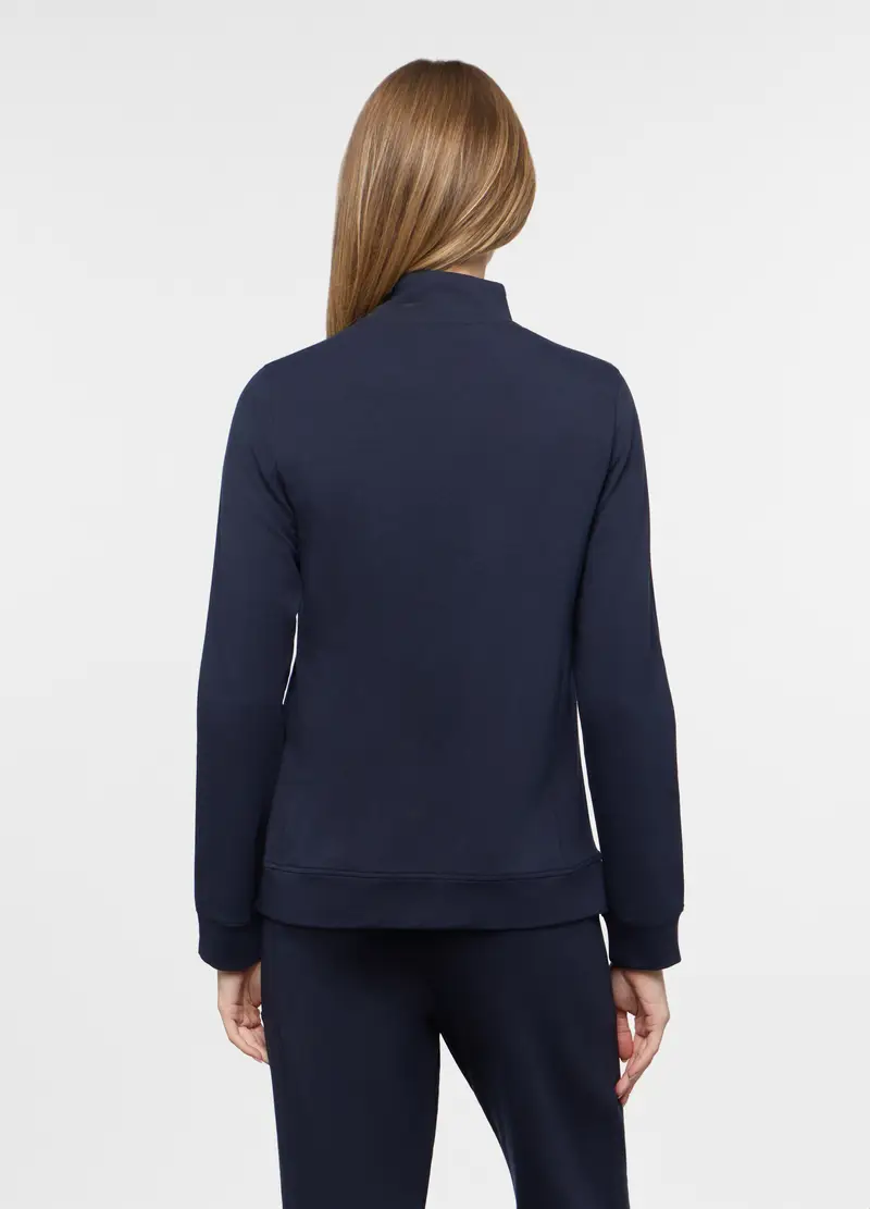 Felpa Full Zip In French Terry Di Cotone Stretch Donna, Blu navy miniatura 2