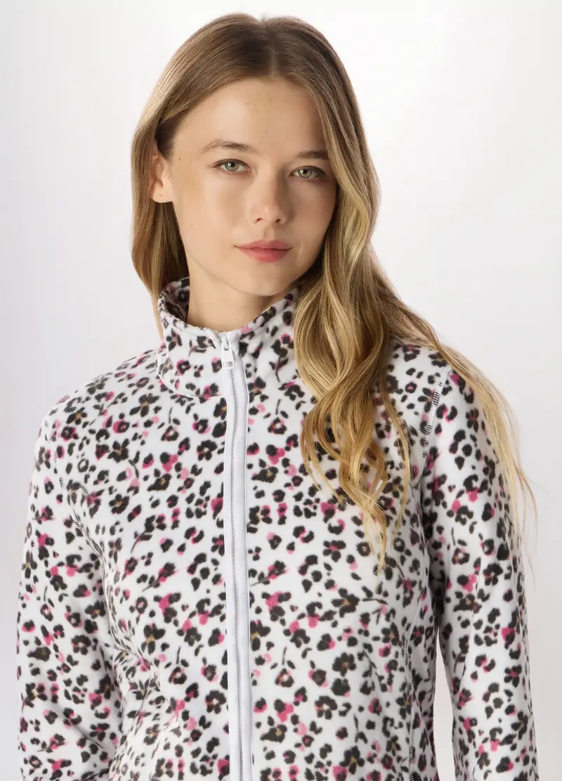 Felpa Full Zip In Pile Donna Holistic Fitness, Bianco miniatura 3