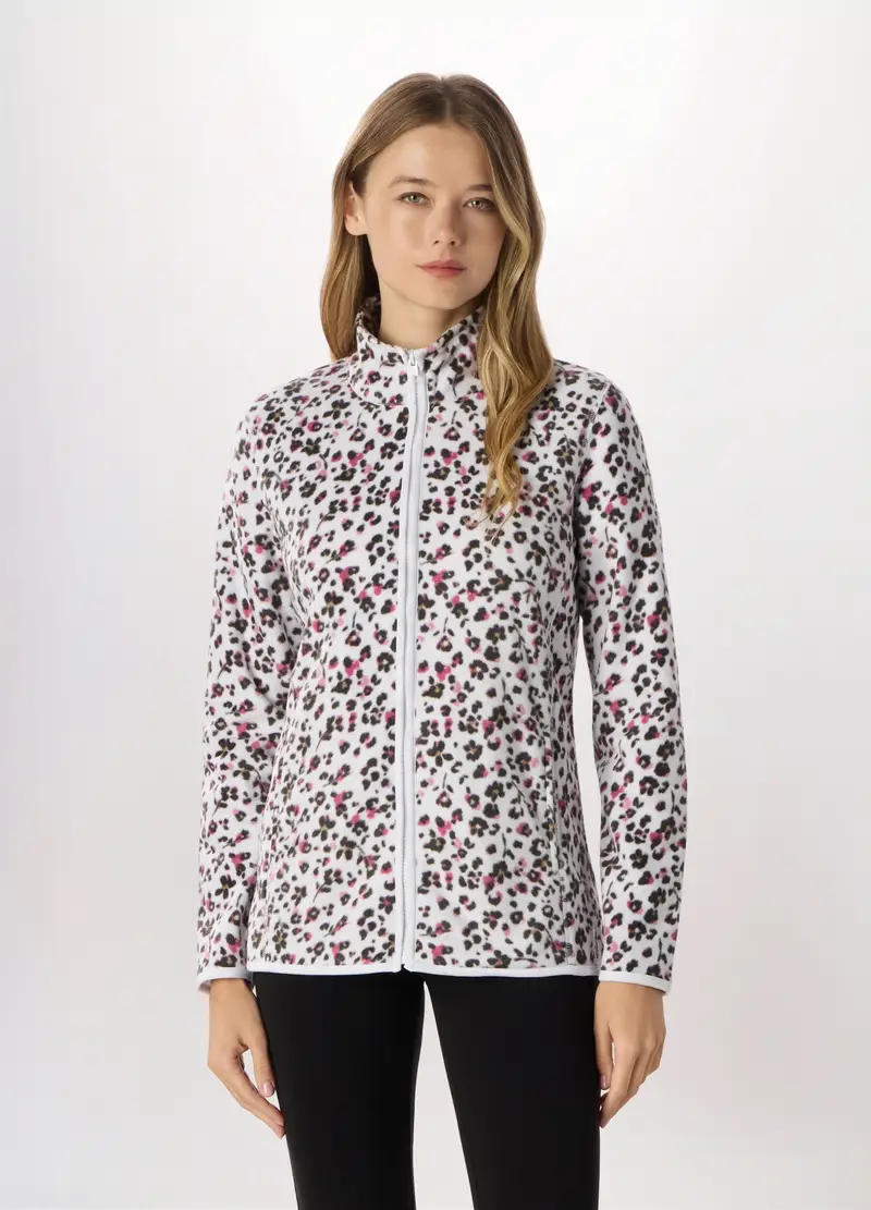 Felpa Full Zip In Pile Donna Holistic Fitness, Bianco