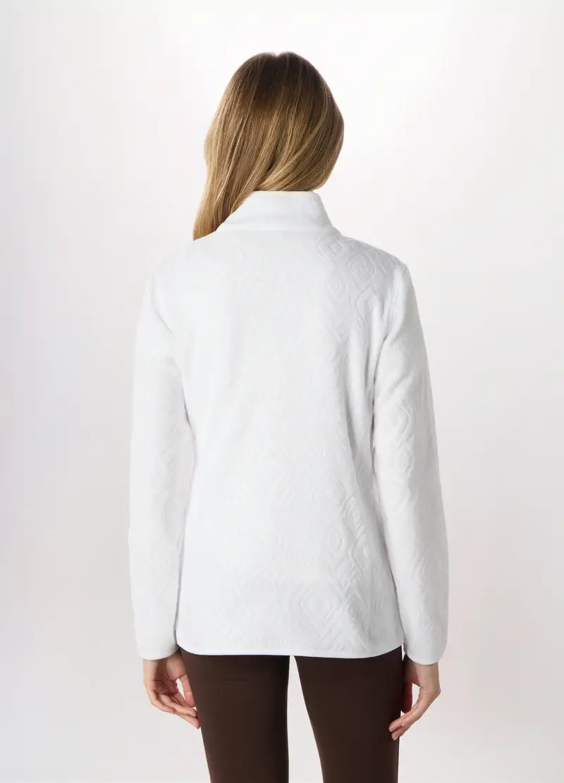 Felpa Full Zip In Pile Donna Holistic Fitness, Bianco panna miniatura 2