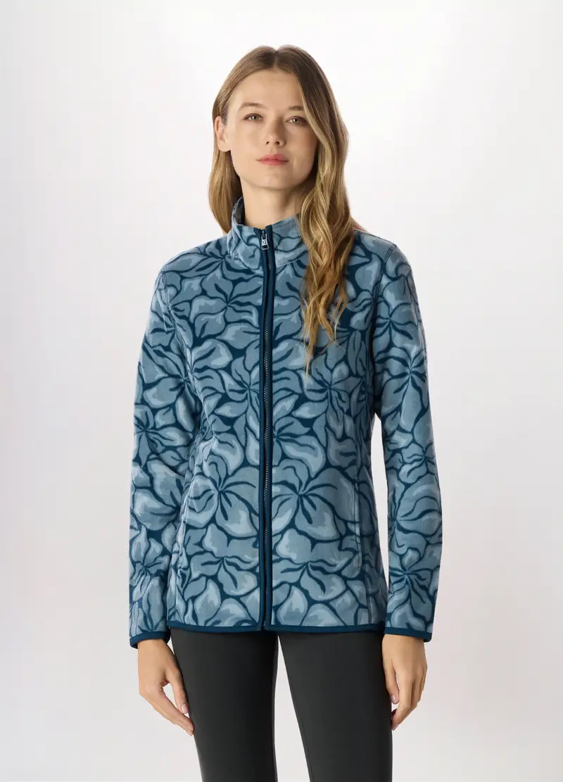 Felpa Full Zip In Pile Donna Holistic Fitness, Blu chiaro