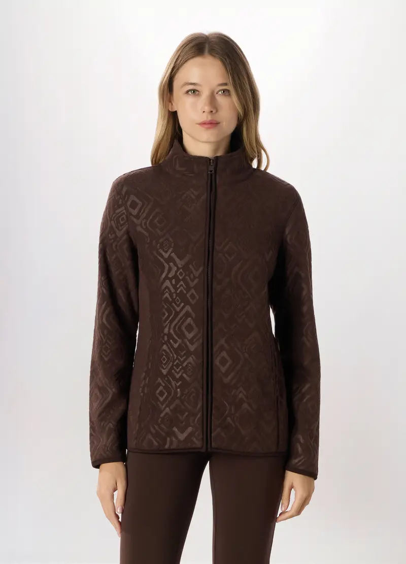 Felpa Full Zip In Pile Donna Holistic Fitness, Marrone cioccolato