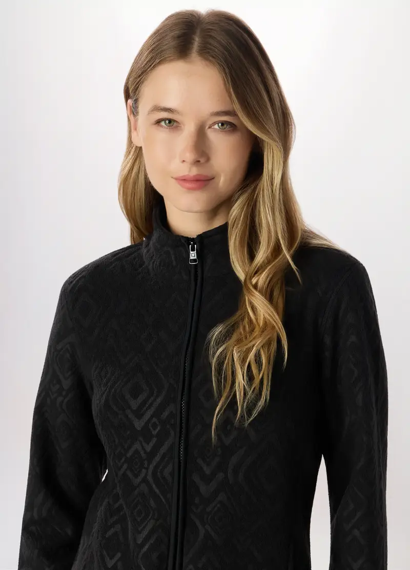 Felpa Full Zip In Pile Donna Holistic Fitness, Nero miniatura 3