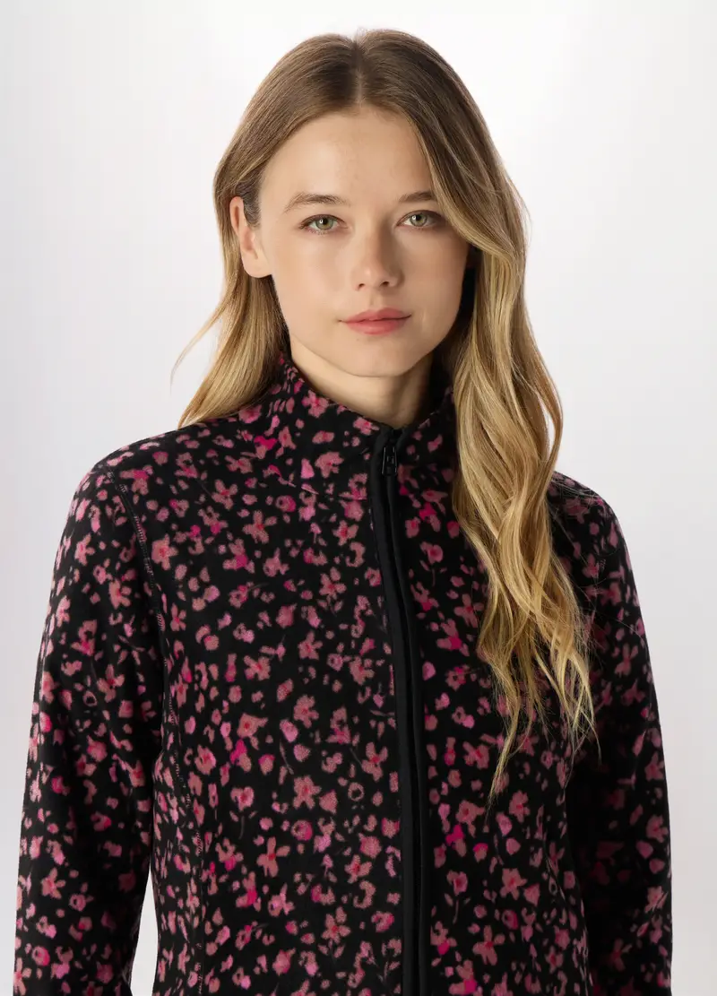 Felpa Full Zip In Pile Donna Holistic Fitness, Nero stampa 1 miniatura 3