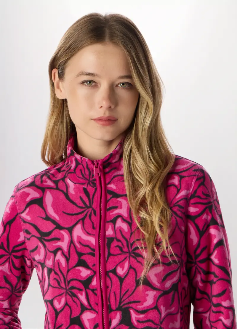 Felpa Full Zip In Pile Donna Holistic Fitness, Rosa fuxia miniatura 3