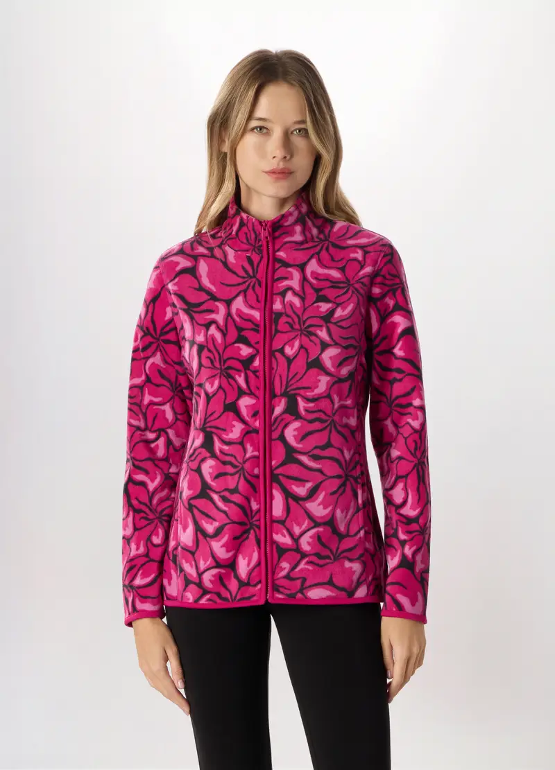 Felpa Full Zip In Pile Donna Holistic Fitness, Rosa fuxia