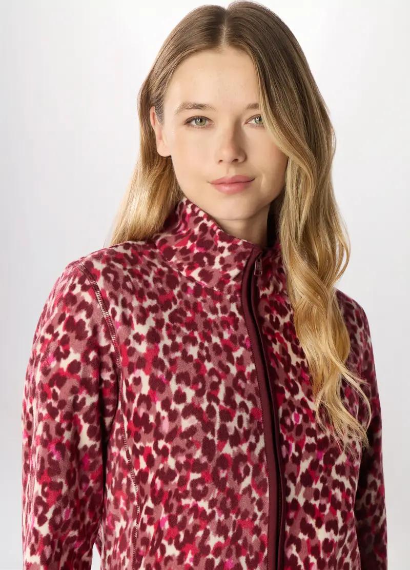 Felpa Full Zip In Pile Donna Holistic Fitness, Rosso scuro miniatura 3