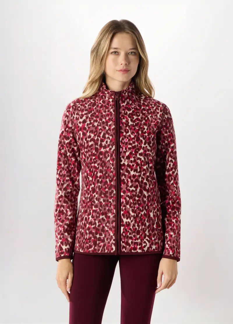 Felpa Full Zip In Pile Donna Holistic Fitness, Rosso scuro