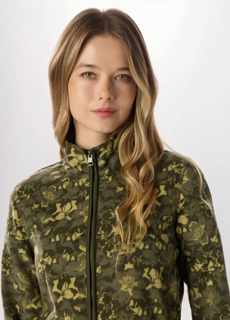 Felpa Full Zip In Pile Donna Holistic Fitness, Verde oliva miniatura 3