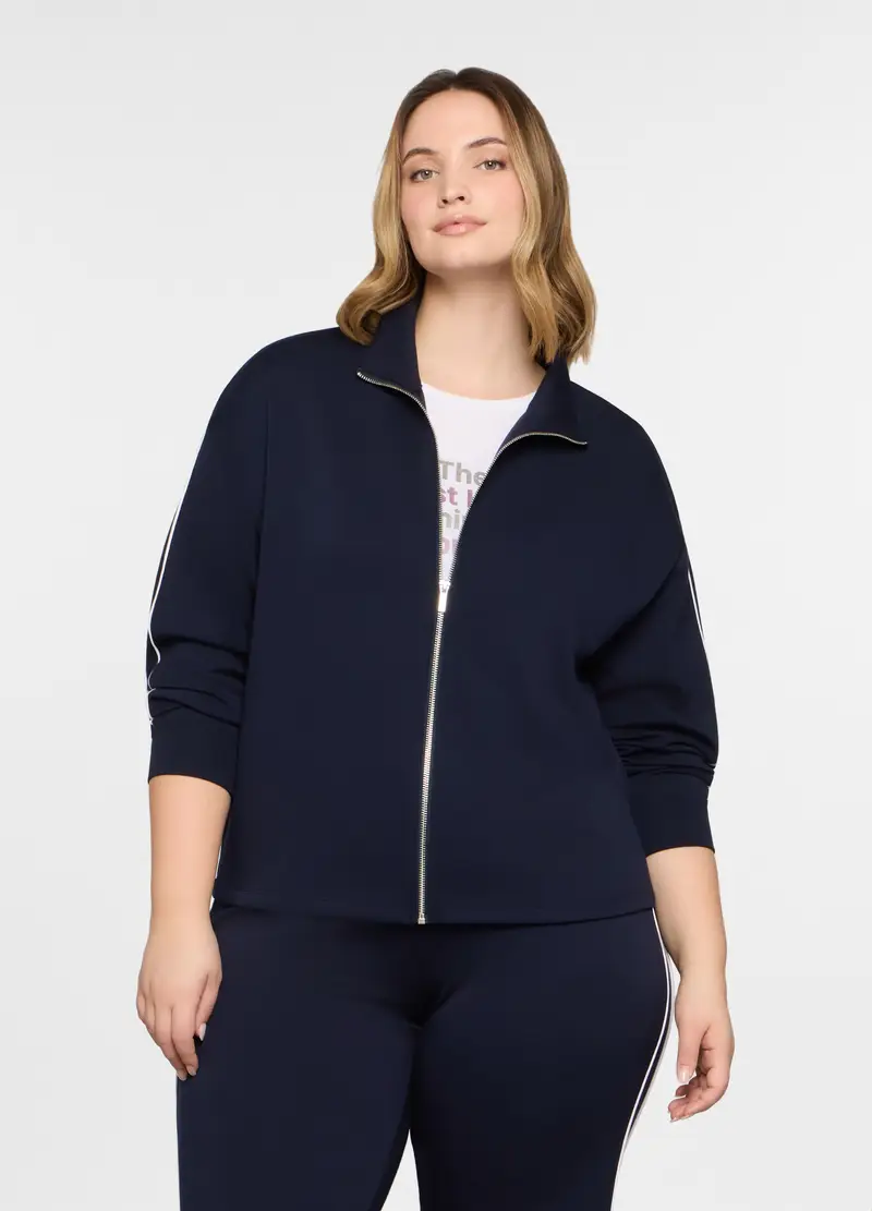 Felpa Full Zip Stretch Donna Curvy, Blu scuro