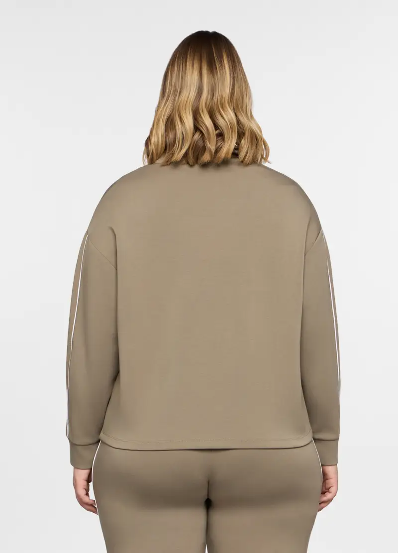 Felpa Full Zip Stretch Donna Curvy, Verde oliva miniatura 2