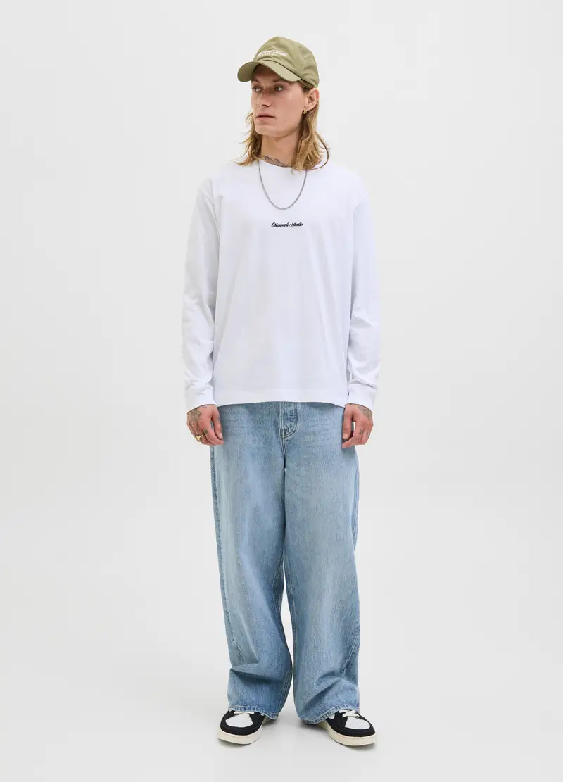 Felpa Girocollo Con Logo Uomo, Unisex, Bianco miniatura 3