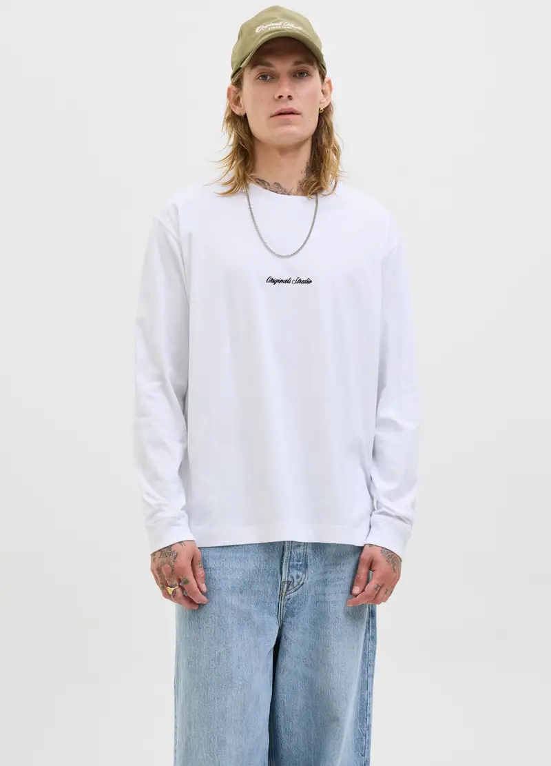 Felpa Girocollo Con Logo Uomo, Unisex, Bianco