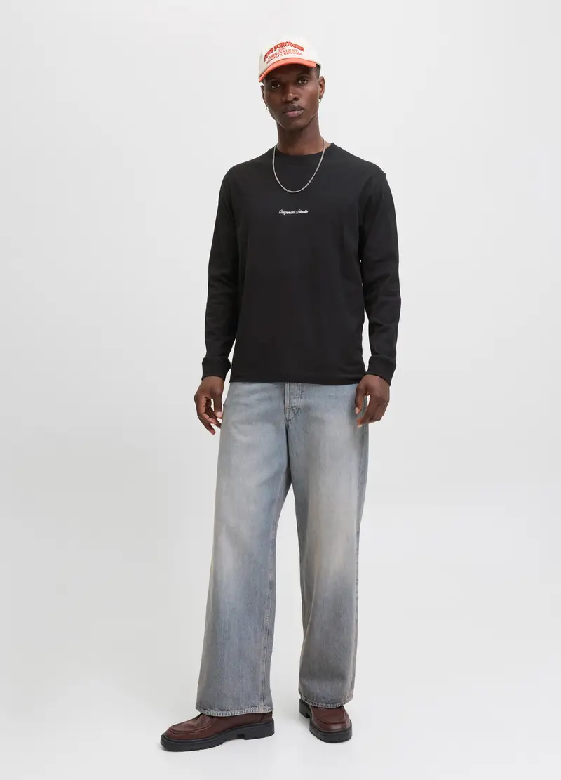 Felpa Girocollo Con Logo Uomo, Unisex, Nero miniatura 3