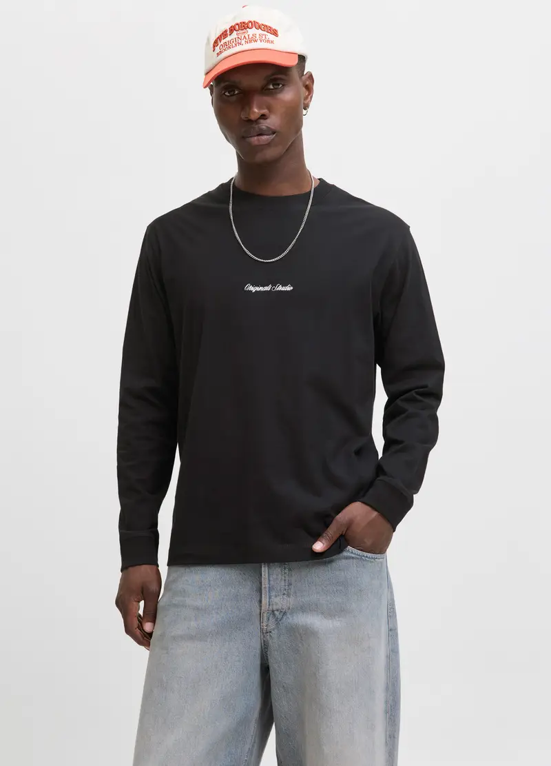 Felpa Girocollo Con Logo Uomo, Unisex, Nero