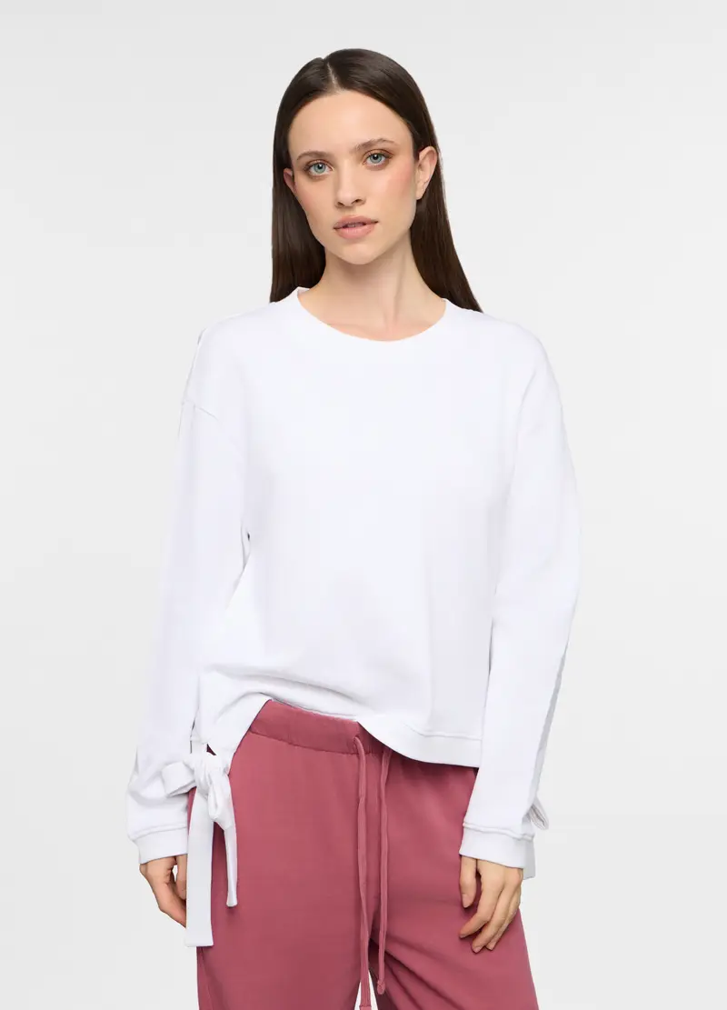 Felpa Girocollo Donna, Bianco gesso