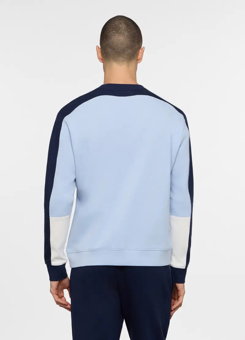 Felpa Girocollo In Cotone Color Block Uomo, Unisex, Azzurro celeste miniatura 2