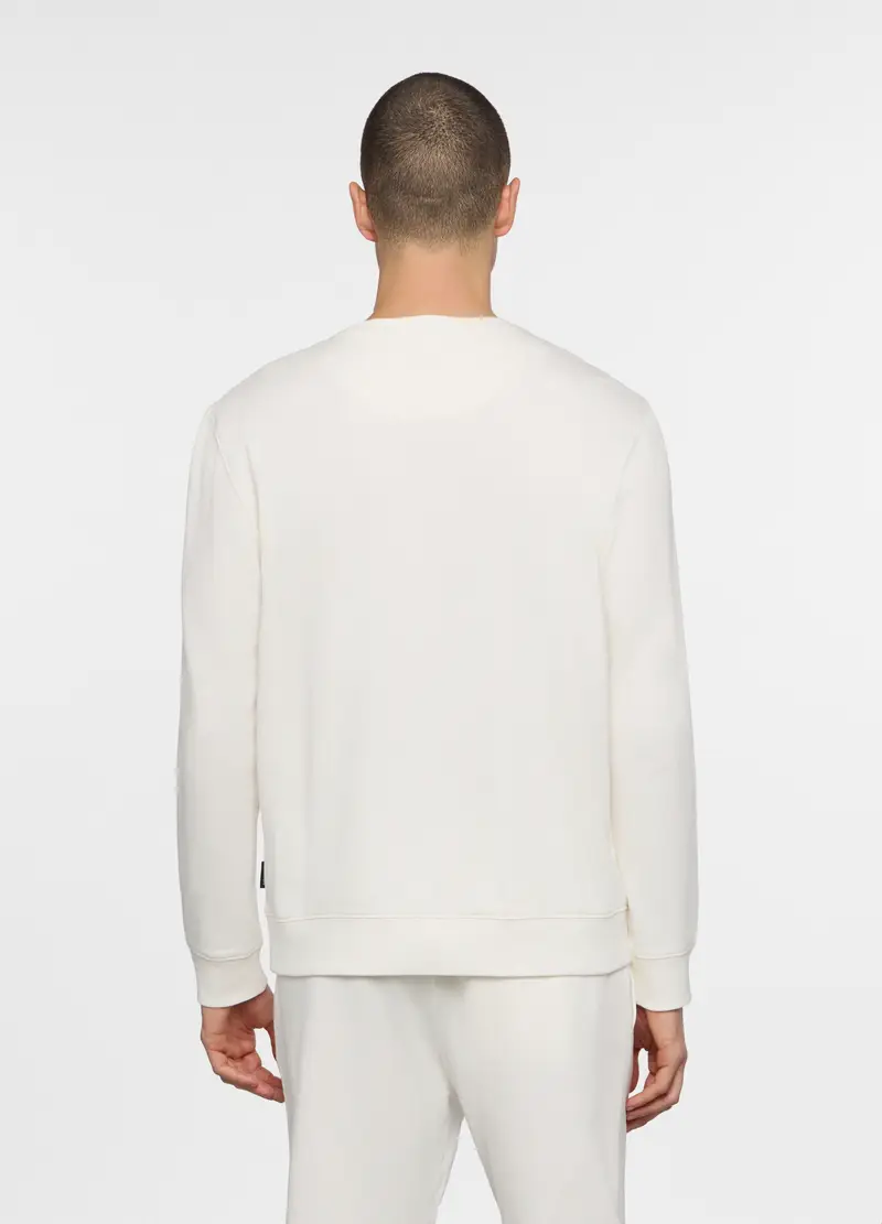 Felpa Girocollo In Cotone Uomo, Unisex, Bianco latte miniatura 2